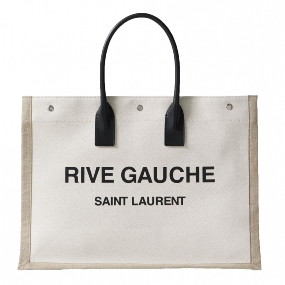 SAINT LAURENT Rive Gauche logo printed canvas large tote